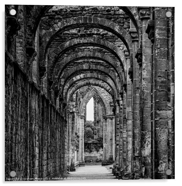 Fountains Abbey interior of nave north aisle Acrylic by Graham Moore