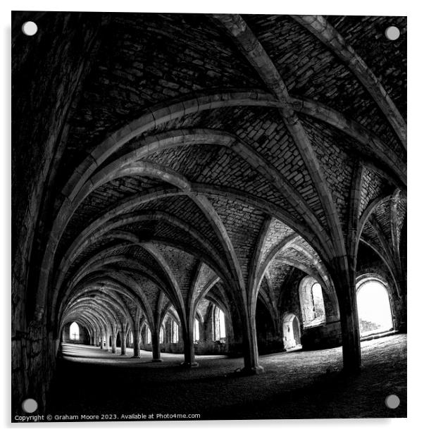 Fountains Abbey cellarium fisheye Acrylic by Graham Moore