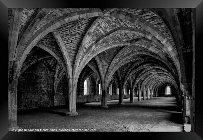 Fountains Abbey cellarium interior Framed Print by Graham Moore