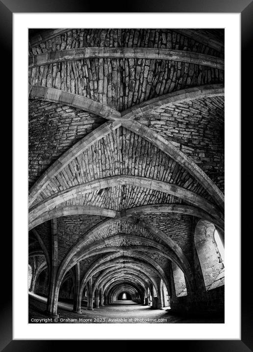 Fountains Abbey cellarium roof detail  Framed Mounted Print by Graham Moore