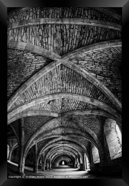 Fountains Abbey cellarium roof detail  Framed Print by Graham Moore