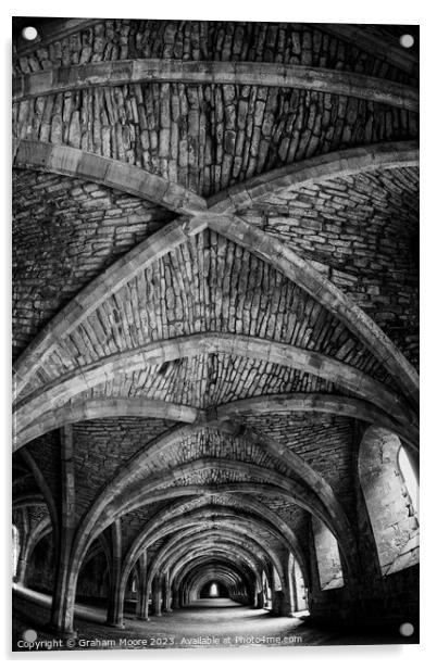 Fountains Abbey cellarium roof detail  Acrylic by Graham Moore