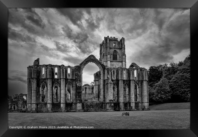 Fountains Abbey from the east Framed Print by Graham Moore