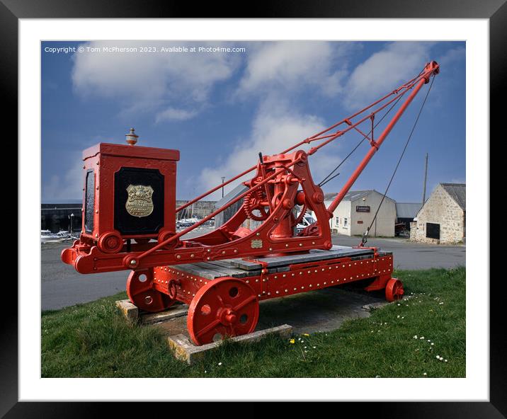 A Timeless Relic: Hopeman Harbour's Restored Crane Framed Mounted Print by Tom McPherson