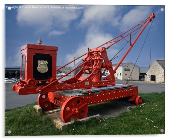 A Timeless Relic: Hopeman Harbour's Restored Crane Acrylic by Tom McPherson