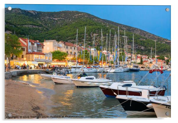 Bol harbour in the evening on Brac island, Croatia Acrylic by Chris Warham