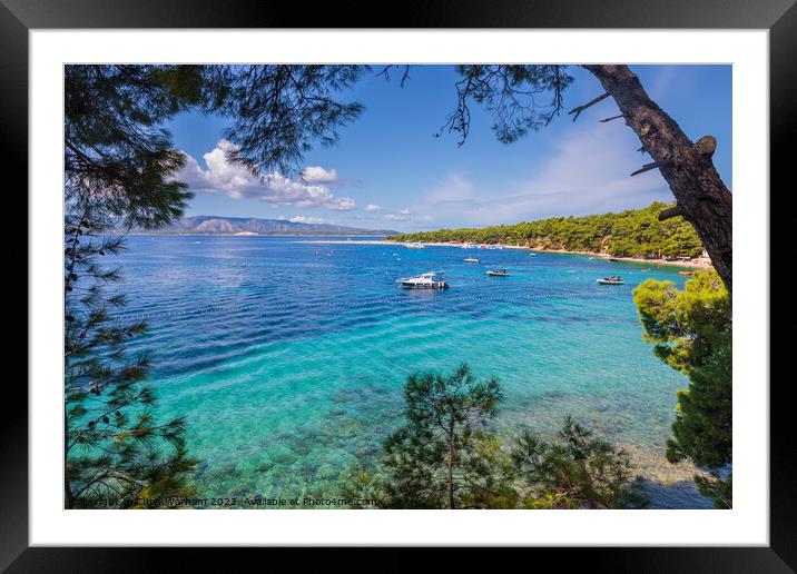 Zlatni Rat beach, Bol,  Brac island, Croatia   Framed Mounted Print by Chris Warham