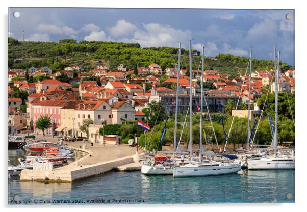 Supetar harbour on Brac island, Croatia  in the Adriatic Acrylic by Chris Warham