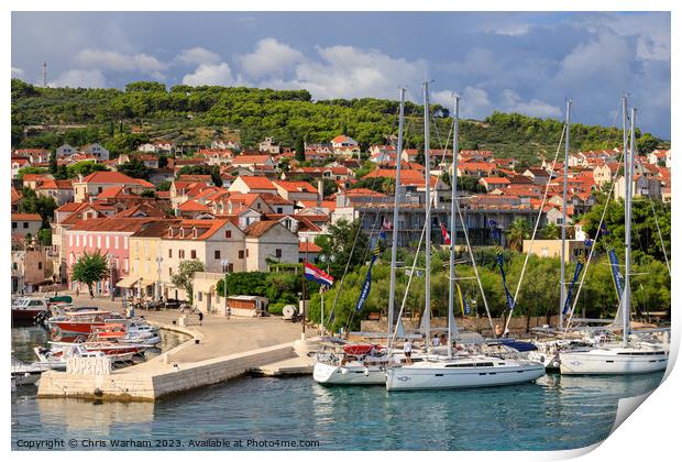 Supetar harbour on Brac island, Croatia  in the Adriatic Print by Chris Warham