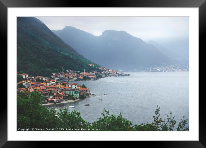 Lezzeno village in Lake Como. Italy Framed Mounted Print by Stefano Orazzini