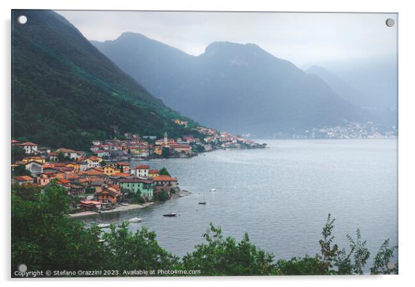 Lezzeno village in Lake Como. Italy Acrylic by Stefano Orazzini
