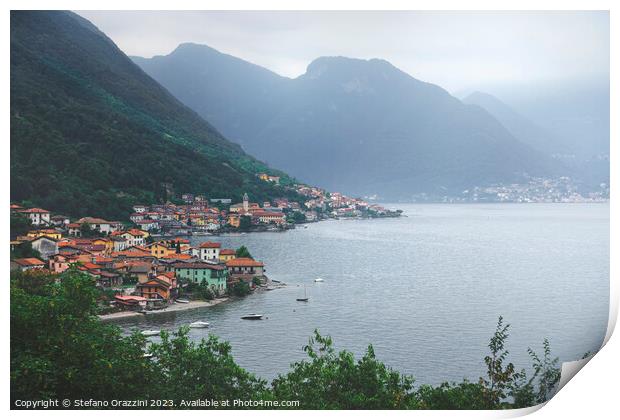 Lezzeno village in Lake Como. Italy Print by Stefano Orazzini