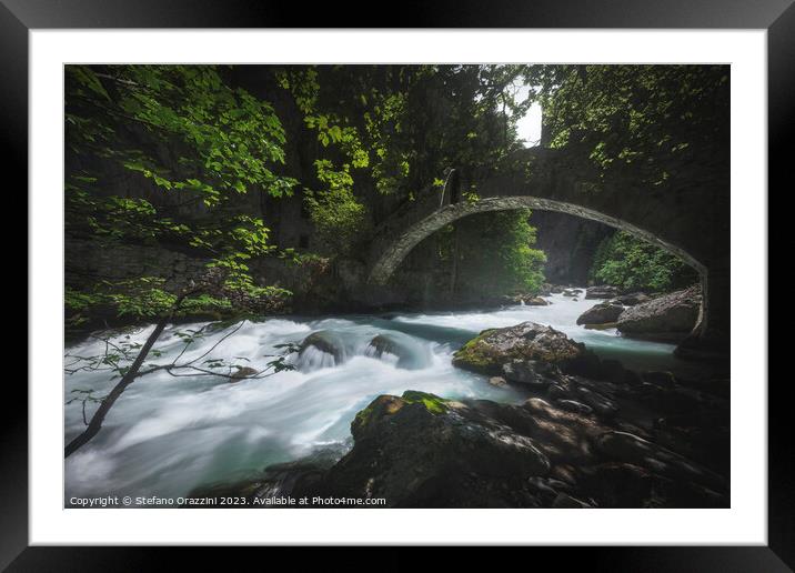 Bridge in the ravine of Pré Saint Didier. Aosta Valley Framed Mounted Print by Stefano Orazzini