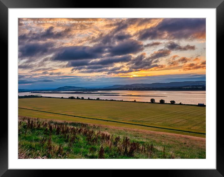 Evening light on the Tay at Newburgh, Fife Framed Mounted Print by Navin Mistry