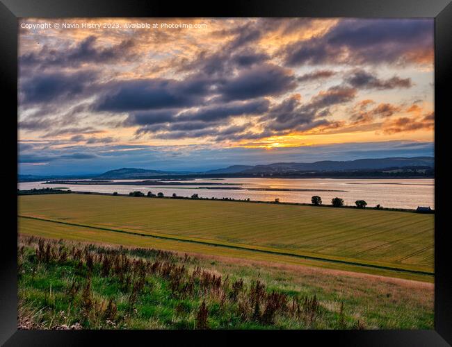 Evening light on the Tay at Newburgh, Fife Framed Print by Navin Mistry