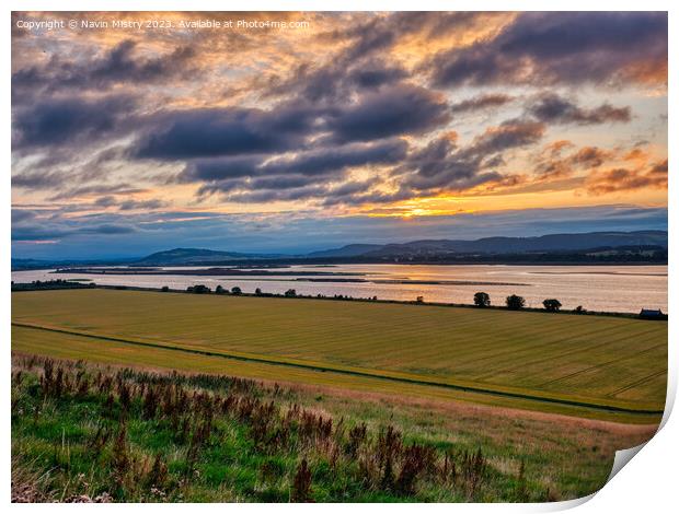 Evening light on the Tay at Newburgh, Fife Print by Navin Mistry