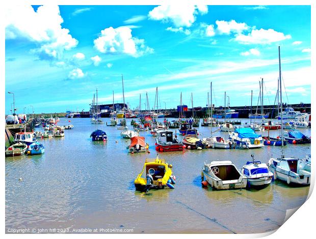 Colourful Summer at Bridlington Harbour Print by john hill
