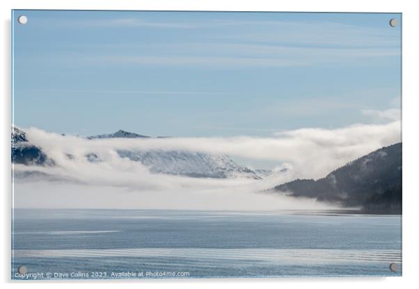 Fog on the mountains and sea in Passage Canal, Whittier, Alaska USA Acrylic by Dave Collins