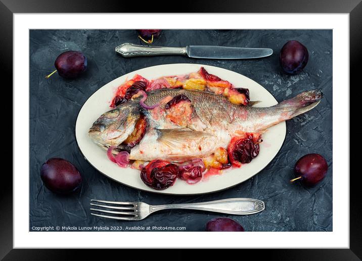 Dorado fish baked, gilthead fishes. Framed Mounted Print by Mykola Lunov Mykola