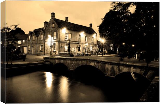 Cotswold Charm: Kingsbridge Inn's Dusk Serenity Canvas Print by Andy Evans Photos