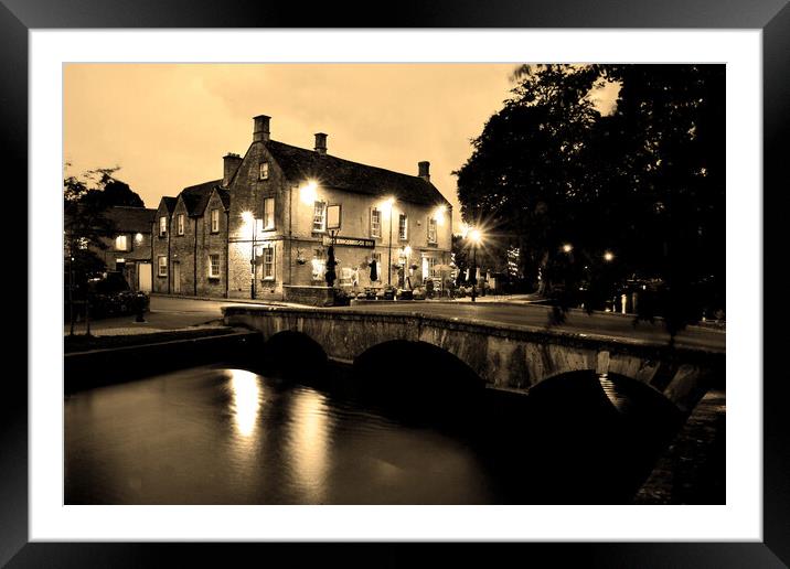Cotswold Charm: Kingsbridge Inn's Dusk Serenity Framed Mounted Print by Andy Evans Photos