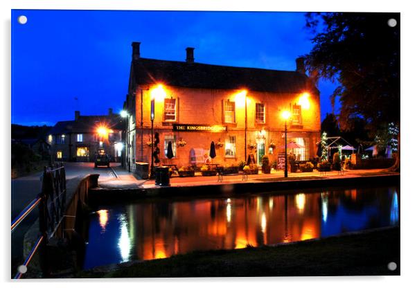 Kingsbridge Inn: Cotswolds' Tranquil Evening Acrylic by Andy Evans Photos