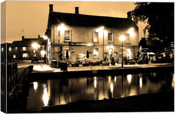 Unveiling Cotswolds: Kingsbridge Inn at Twilight Canvas Print by Andy Evans Photos