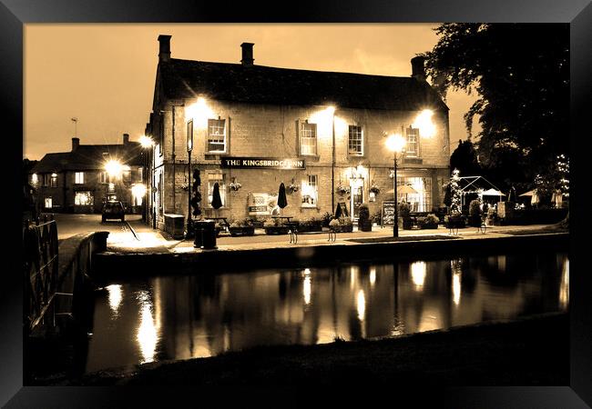 Unveiling Cotswolds: Kingsbridge Inn at Twilight Framed Print by Andy Evans Photos