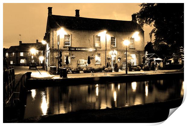 Unveiling Cotswolds: Kingsbridge Inn at Twilight Print by Andy Evans Photos
