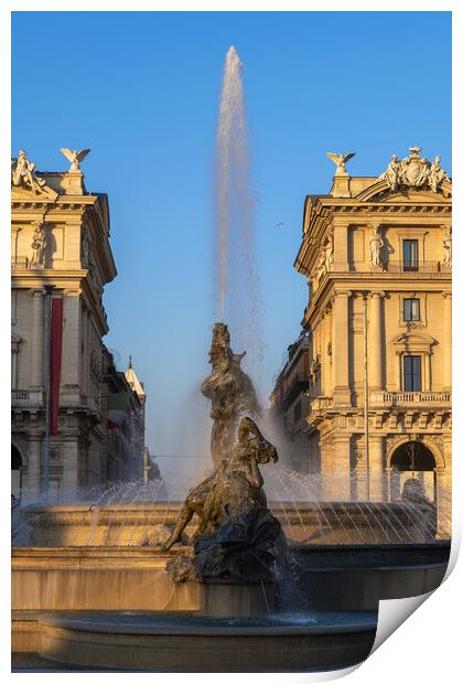 Fountain of the Naiads in Rome at Sunrise Print by Artur Bogacki
