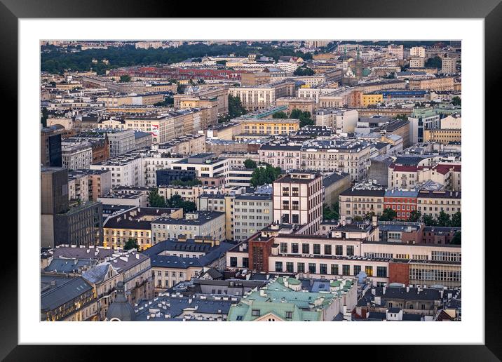 Warsaw City Downtown Cityscape In Poland Framed Mounted Print by Artur Bogacki