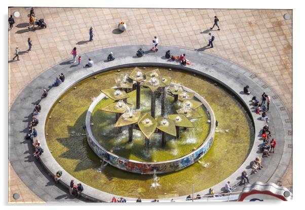 Alexanderplatz Fountain In Berlin Aerial View Acrylic by Artur Bogacki