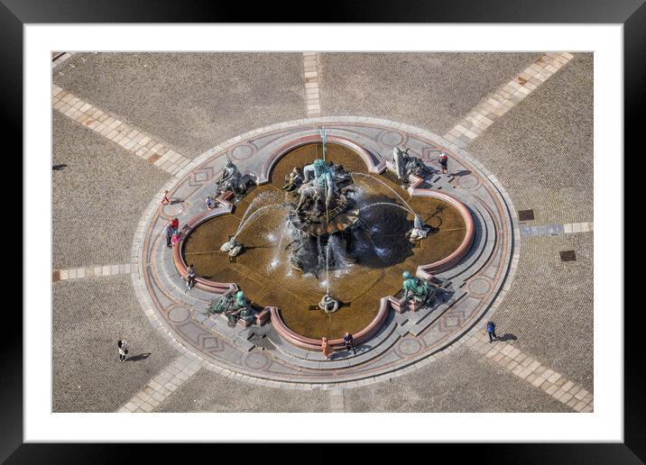 Neptune Fountain In Berlin Aerial View Framed Mounted Print by Artur Bogacki