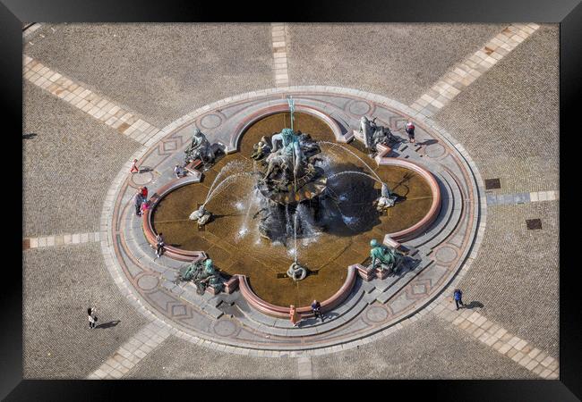 Neptune Fountain In Berlin Aerial View Framed Print by Artur Bogacki