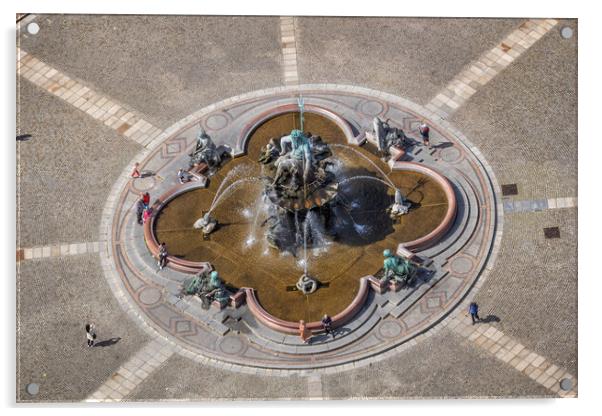Neptune Fountain In Berlin Aerial View Acrylic by Artur Bogacki
