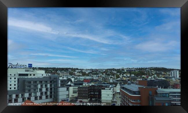 Norway Tromso 29 may 2023 Panoramic Skyline of Tromso City with Architectural Marvels and Scenic Horizon Framed Print by Anish Punchayil Sukumaran