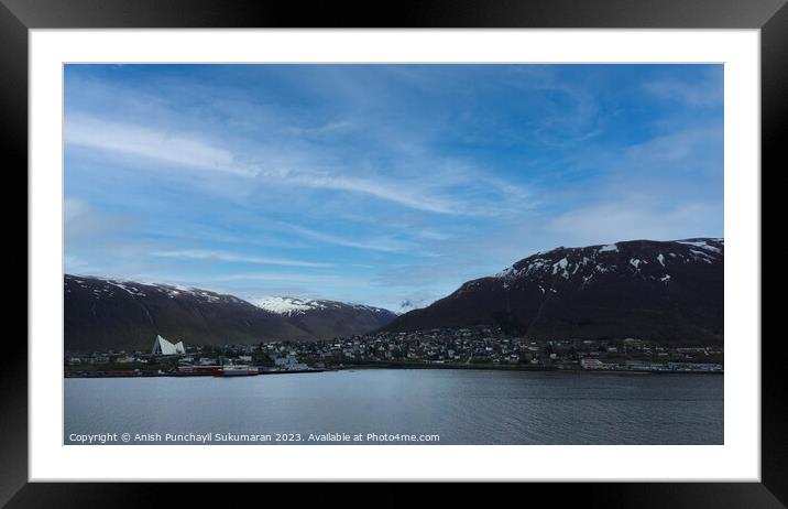 Snowy Tranquil Mountain Lake in Tromso, Norway Framed Mounted Print by Anish Punchayil Sukumaran