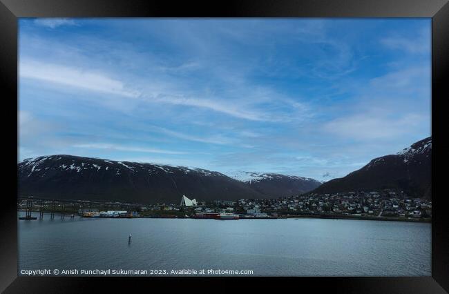 Snowy Tranquil Mountain Lake in Tromso, Norway Framed Print by Anish Punchayil Sukumaran