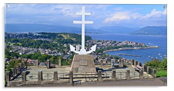 French Naval Memorial Greenock overlooking Gourock Acrylic by Allan Durward Photography