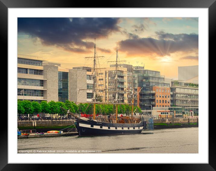 Sunset Serenity: Nautical Escape in Dublin's Urban Framed Mounted Print by Fabrice Jolivet
