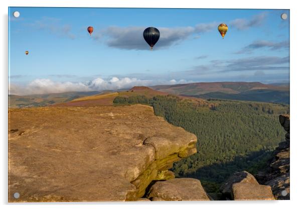 Peak District Hot Air Balloons Acrylic by Steve Smith