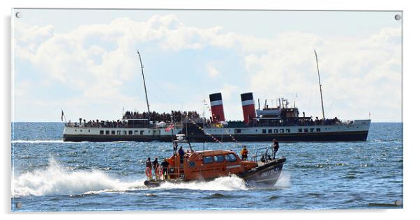 PS Waverley and Girvan lifeboat Acrylic by Allan Durward Photography