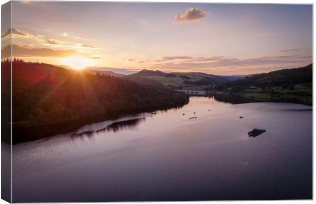 Ladybower Reservoir at Sunset Canvas Print by Apollo Aerial Photography