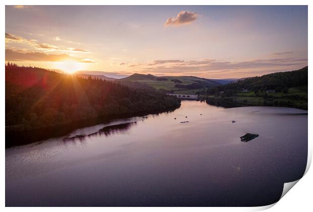 Ladybower Reservoir at Sunset Print by Apollo Aerial Photography