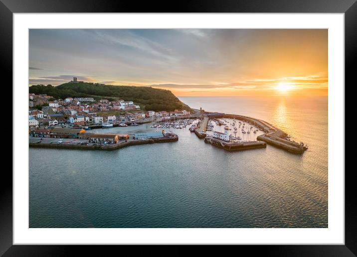 Scarborough Sunrise Panorama Framed Mounted Print by Apollo Aerial Photography