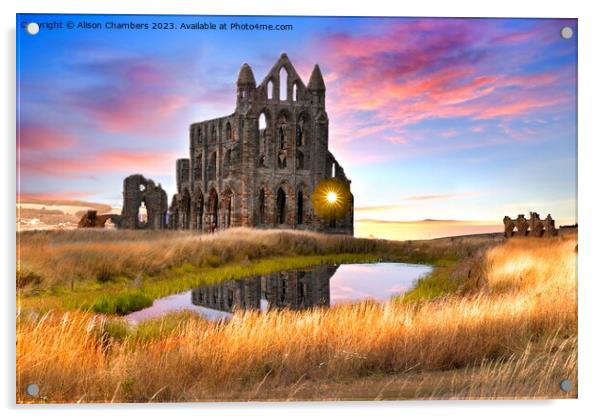 Whitby Abbey Acrylic by Alison Chambers