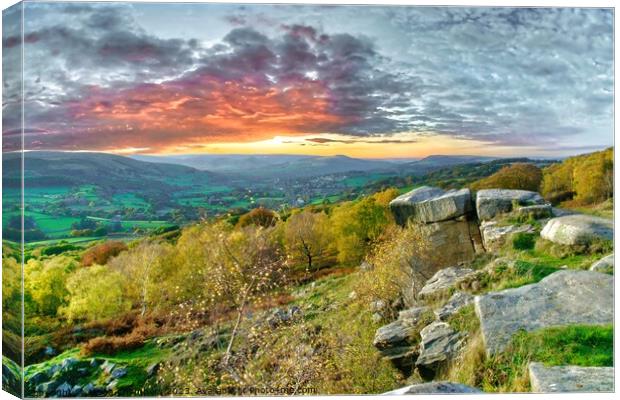 Peak District Surprise View Sunset Canvas Print by Alison Chambers