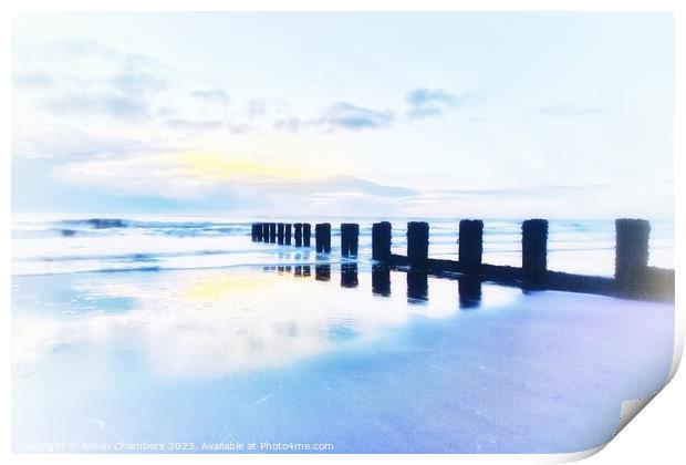 Bridlington Beach Watercolour  Print by Alison Chambers