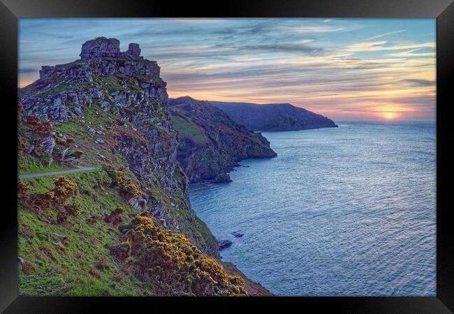 Valley of the Rocks Sunset, Exmoor Framed Print by Darren Galpin