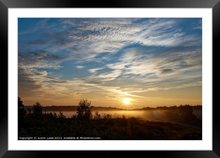 Ashdown Forest just after sunrise Framed Mounted Print by Justin Lowe